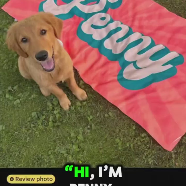 Groovy RETRO Style Personalized Beach Towel Personalized Name Bath Towel Custom Beach Towel With Name Outside Birthday Vacation Gift