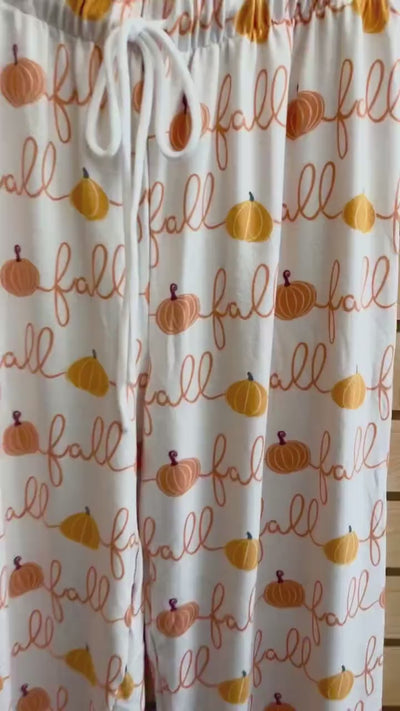 Boho Autumn, Fall Pumpkin  Pajama pants winter Pajama Pants