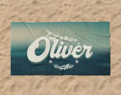 RETRO Style Personalized Beach Towel Personalized Name Bath Towel Custom Pool Towel Beach Towel With Name Outside Birthday Vacation Gift