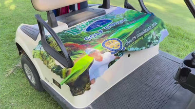 Custom Photo Golf Cart Seat Cover with Monogram Design, Premium Cloth Waterproof Golf Cart Accessory Gift