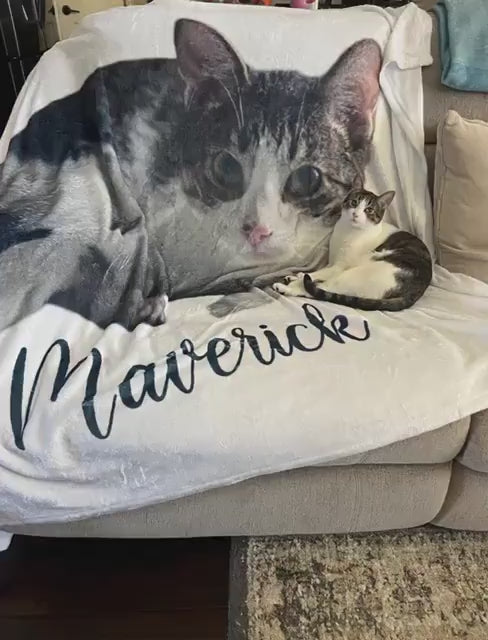 Custom Pet Photo Blanket, Personalized Dog or Cat Blanket