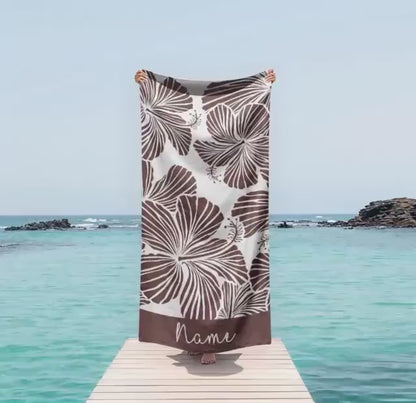 New Floral Design Personalized Beach Towel Personalized Name Bath Towel Custom Pool Towel Beach Towel Name Outside Birthday Vacation Gift