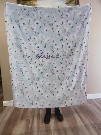 Personalized Watercolor floral in vintage rustic style blanket with Name, Custom blanket gift, Birthday Anniversary Gift