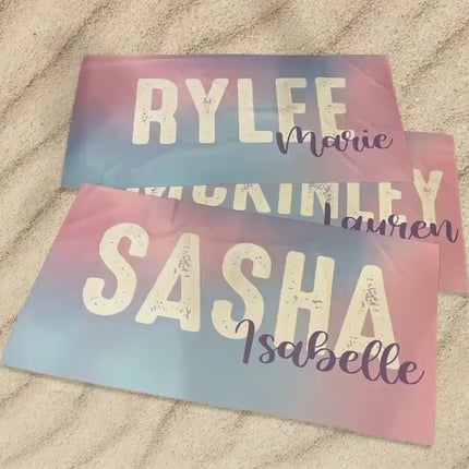 Personalized Tie Dye Beach Towel: Bold Font Custom Name, Birthday Gift