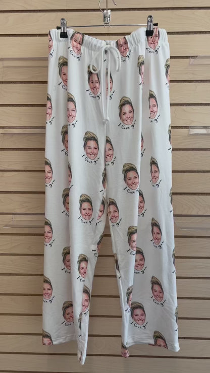 Custom Company logo Face Image Portrait Pajama pants Using Photo