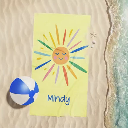 Personalized Beach Towel: Hello Sunshine Custom Name Bath Towel, Easter basket