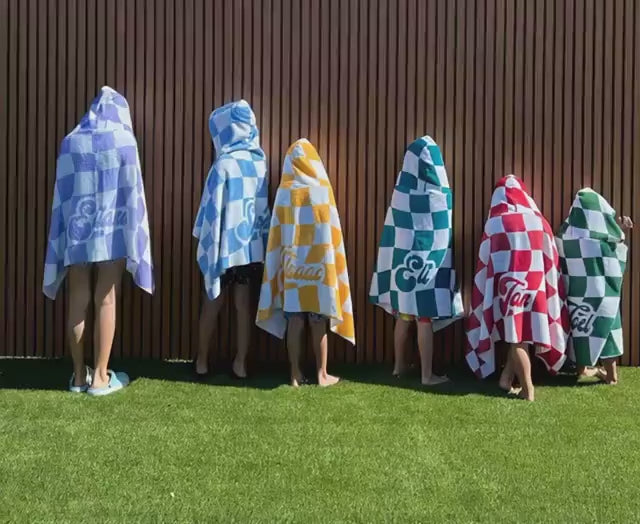 Personalized Kids Hooded Towel: Retro Vans Checkerboard, Custom Name