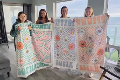Personalized Retro Beach Towel with Name – Custom Birthday & Vacation Gift for Girls, Multi Style Summer Beach Accessory