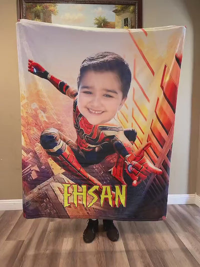 Kids Superhero Blanket, Personalized Kids Blanket, Custom Blanket For Boys, Superhero Blanket