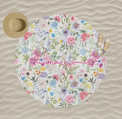 Personalized Floral Design  Beach Towel
