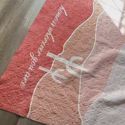 Monogram Quilted Blanket: Watercolor Floral, Vintage Rustic Style (60" x 80")