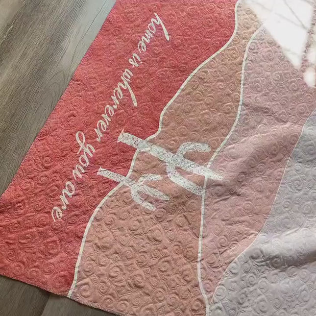 Monogram Quilted Blanket: Watercolor Floral, Vintage Rustic Style (60" x 80")