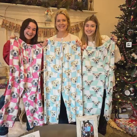 Personalized Pet Photo Pajama, Custom Dog & Cat Portrait PJs, Family Matching Loungewear