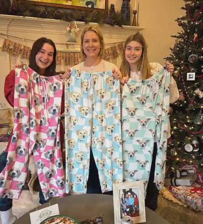 Personalized Pet Photo Pajama, Custom Dog & Cat Portrait PJs, Family Matching Loungewear