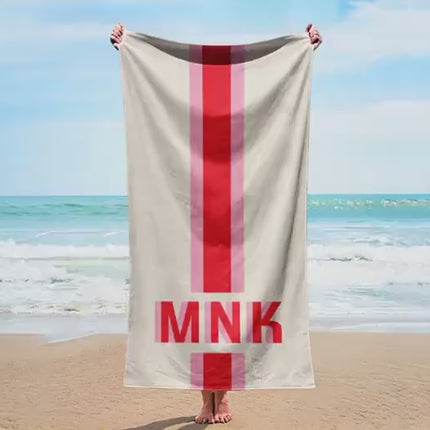 Personalized Stripe Beach Towel: Custom Name Bath & Pool Towel