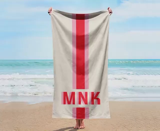 Personalized Stripe Beach Towel: Custom Name Bath & Pool Towel