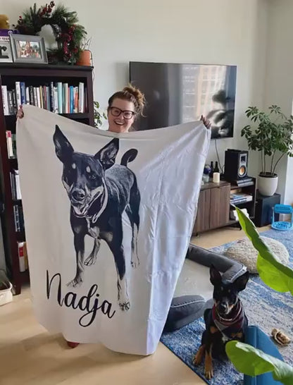 Custom Pet Blanket Using Pet Photo + Name Custom Dog Blanket Personalized Dog Blankets Cat Picture Blanket Pet Photo Blanket Dog Dad Gift