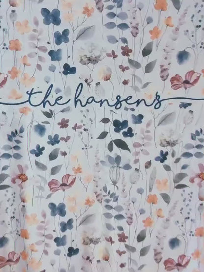 Mothers day gift Idea, Personalized flower pattern in vintage rustic style blanket with Name, Custom blanket gift, Birthday Anniversary Gift