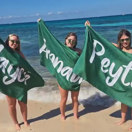 Personalized Beach Towel: Bold Font Custom Name, Vacation Gift
