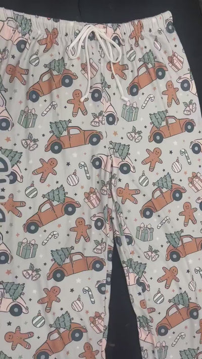 boho Personalized Pajama Pants, vintage western, Groovy style Christmas pajama pants, family pajama sets ,Custom pajamas, holiday gifts