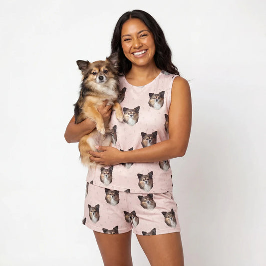 Personalized Pet Photo Pajama, Custom Dog & Cat Portrait PJs, Family Matching Loungewear