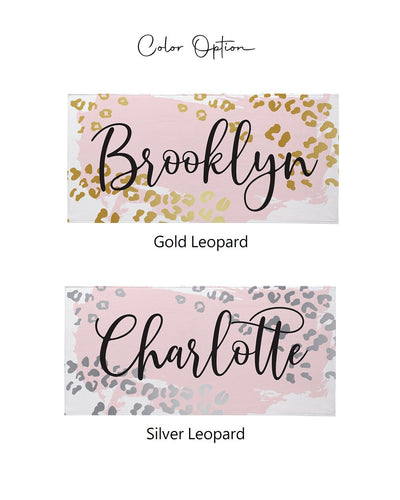 New Metallic Leopard Beach Towel  Custom Pool Towel Beach Towel With Name Outside Birthday Vacation Gift - CustomCooper