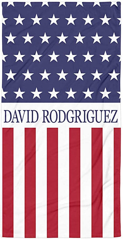US Flag Personalized Beach Towel Personalized Name Bath Towel Custom Pool Towel Beach Towel With Name Outside Birthday Vacation Gift