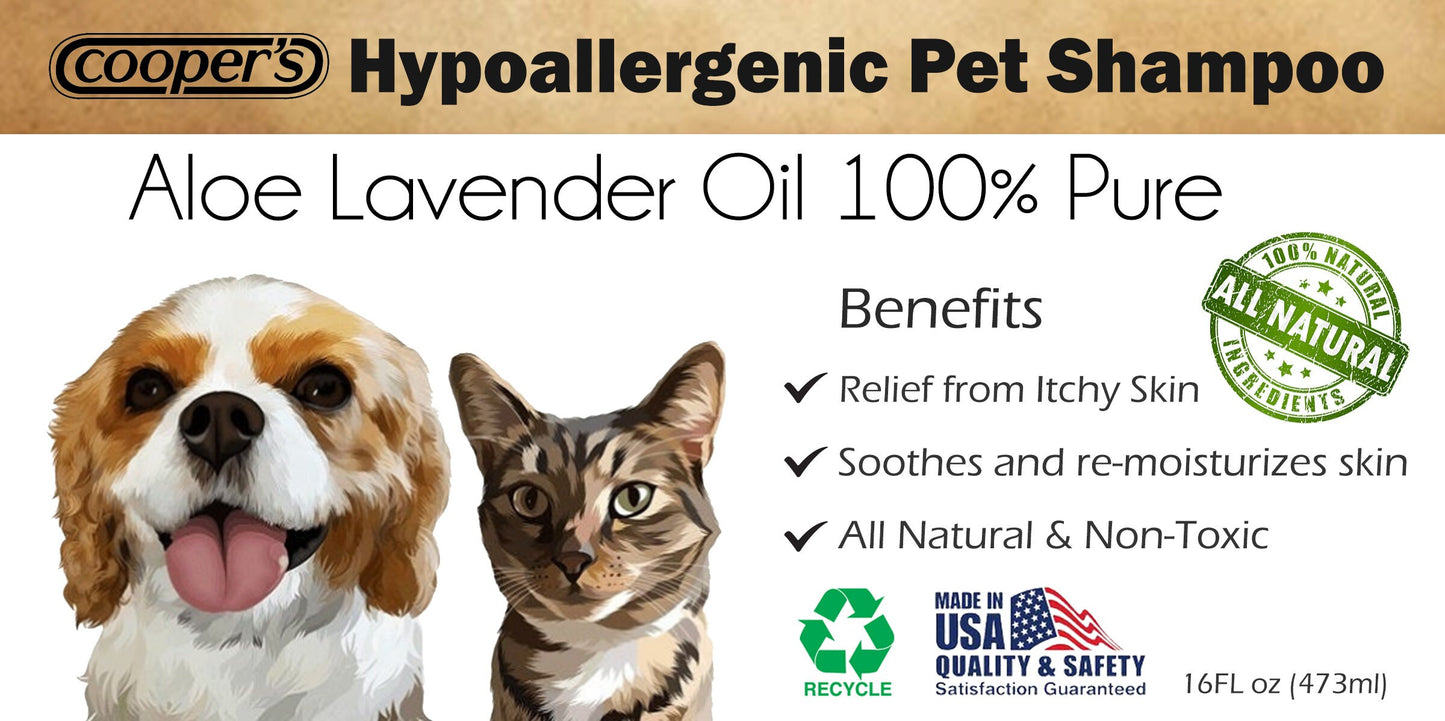 Organic Lavender Dog Shampoo with Aloe Essential Oil - All Natural Hypoallergenic, Moisturize Dry, Itchy Sensitive Skin - Made in USA
