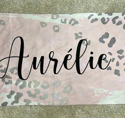 New Metallic Leopard Beach Towel  Custom Pool Towel Beach Towel With Name Outside Birthday Vacation Gift - CustomCooper