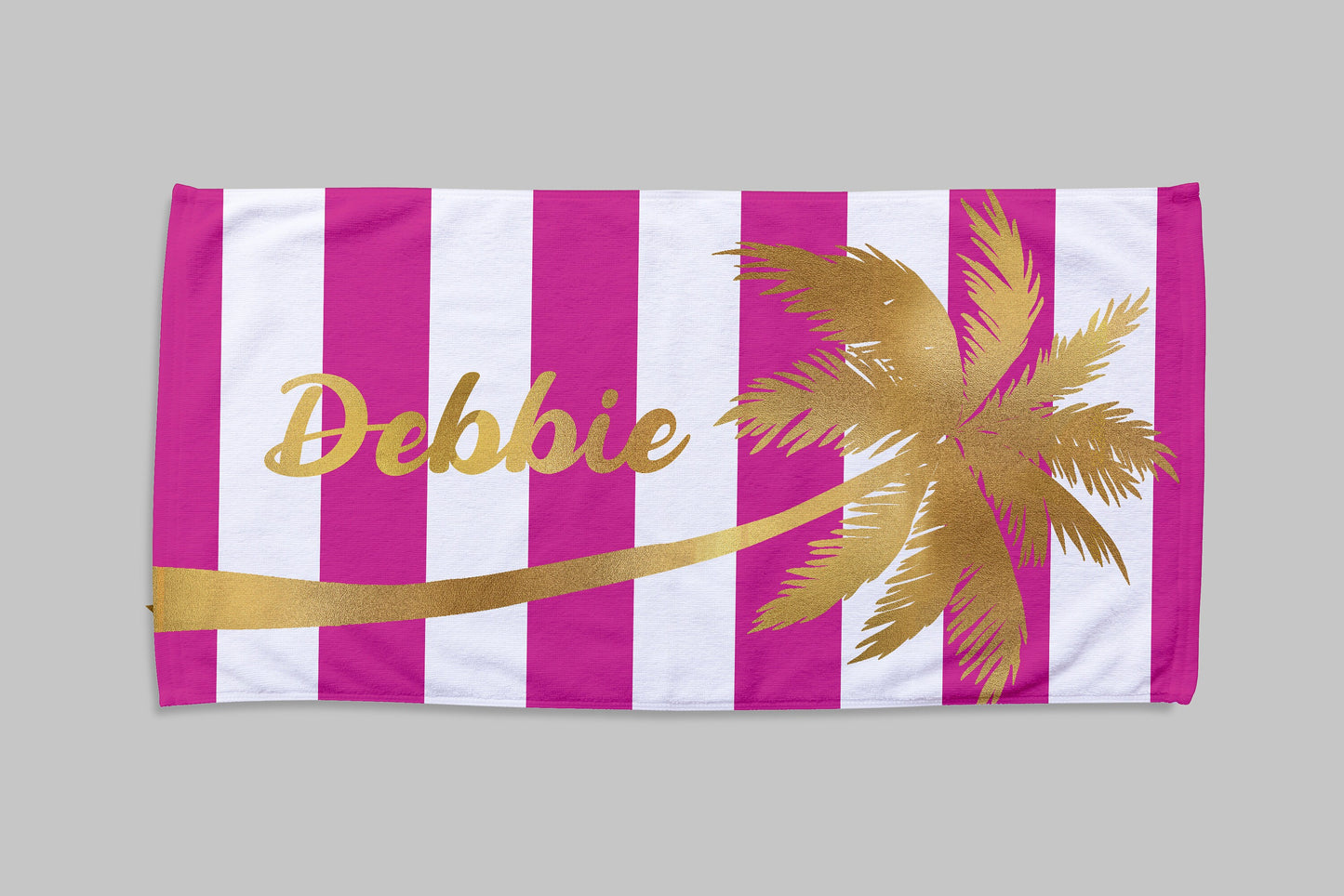 Gold Palm Tree Personalized Beach Towel Personalized Name Bath Towel Custom Pool Towel Beach Towel With Name Outside Birthday Vacation Gift