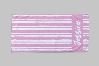 Script Line Style Personalized Beach Towel Personalized Name Bath Towel Custom Pool Towel Beach Towel With Name Outside Birthday Gift - CustomCooper