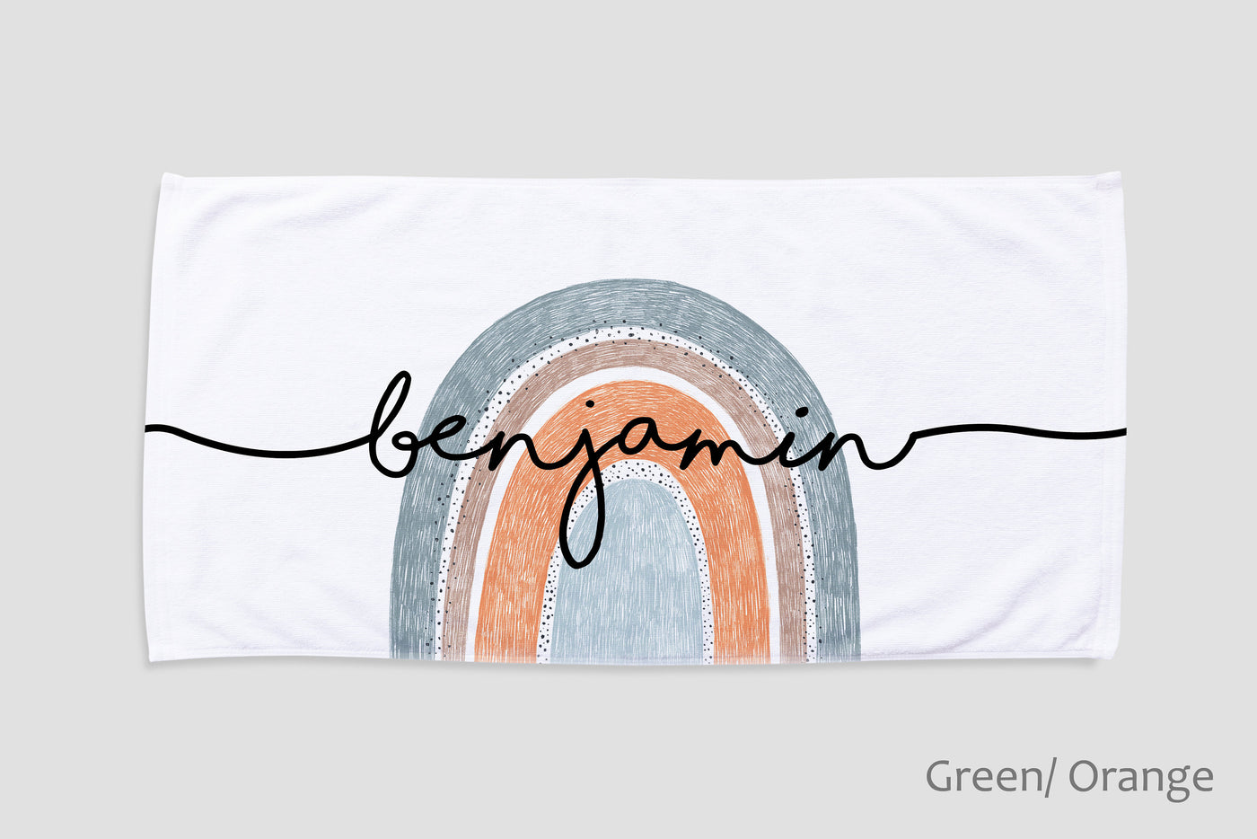 Personalized Round Rainbow Design Beach Towel Personalized Name Bath Towel Custom Pool Towel Beach Towel With Name Outside Birthday Vacation - CustomCooper