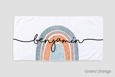 Personalized Round Rainbow Design Beach Towel Personalized Name Bath Towel Custom Pool Towel Beach Towel With Name Outside Birthday Vacation - CustomCooper