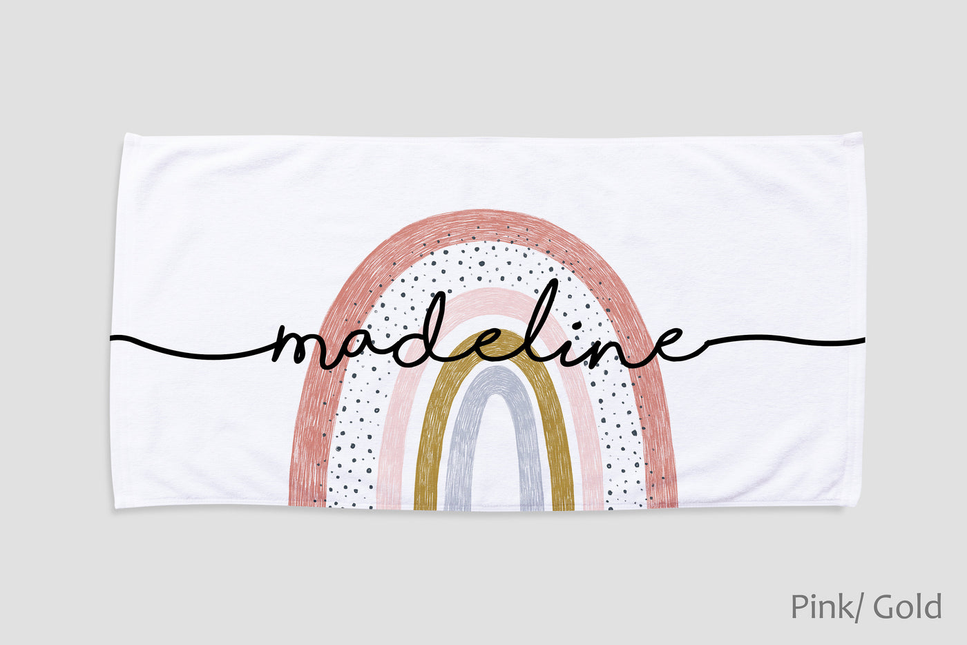 Personalized Round Rainbow Design Beach Towel Personalized Name Bath Towel Custom Pool Towel Beach Towel With Name Outside Birthday Vacation - CustomCooper