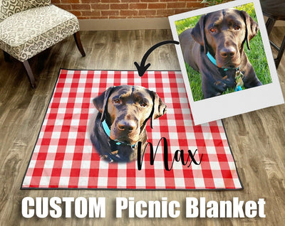 Personalized Water Repellent Picnic Blanket - Made in USA (59"x50") - CustomCooper