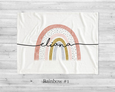 Retro Rainbow personalize blanket, Minky or Sherpa custom blanket, Baby blanket, birthday gift idea - CustomCooper