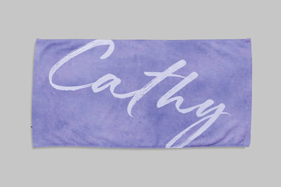 Watercolor with Scripty Style Personalized Beach Towel Custom Pool Towel Beach Towel With Name Outside Birthday Vacation Gift - CustomCooper