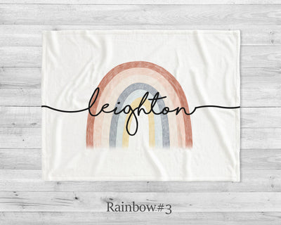 Retro Rainbow personalize blanket, Minky or Sherpa custom blanket, Baby blanket, birthday gift idea - CustomCooper