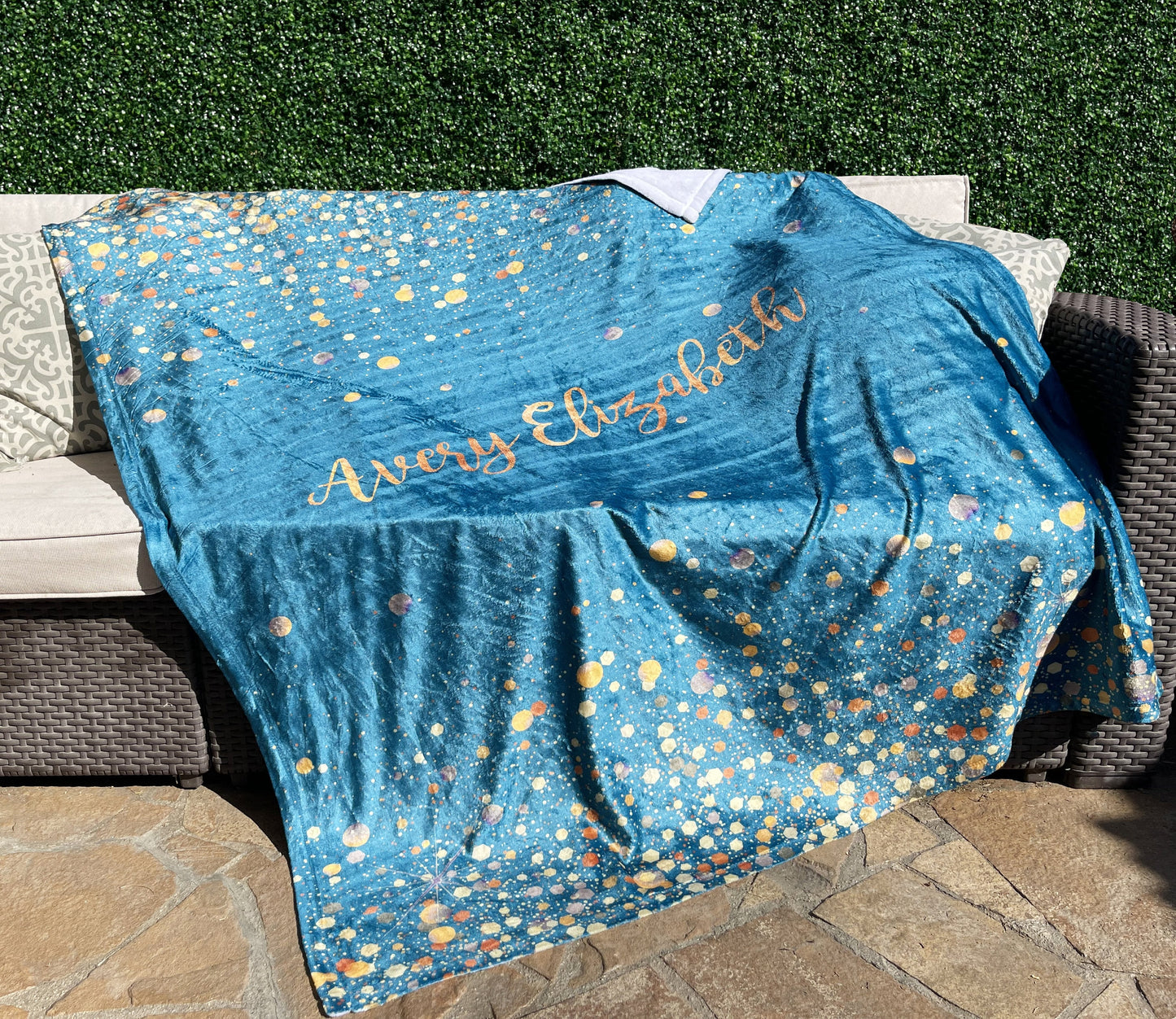 Sparkling Gold Glitter Personalized blanket with Name, Custom blanket gift, Birthday Anniversary Gift