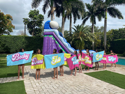 RETRO Style Personalized Beach Towel Personalized Name Bath Towel Custom Pool Towel Beach Towel With Name Outside Birthday Vacation Gift - CustomCooper