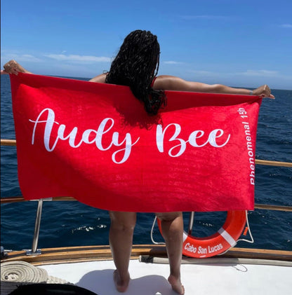 Scripty Style Personalized Beach Towel Personalized Name Bath Towel Custom Pool Towel Beach Towel With Name Outside Birthday Vacation Gift