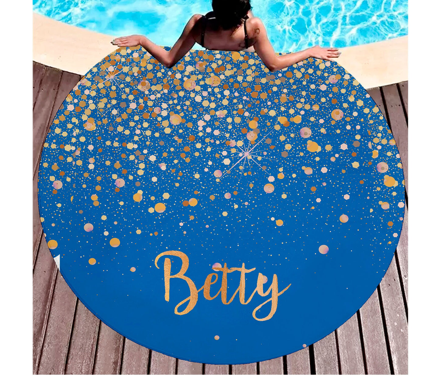 Personalized Round Glitter Style Beach Towel, Personalized Beach Towel Personalized Name Bath Towel Custom Pool Towel Birthday Vacation Gift