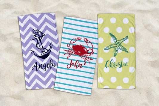 Sea Large Personalized Beach Towel Personalized Name Bath Towel Custom Towel Beach Towel With Name Outside Birthday Vacation Gift