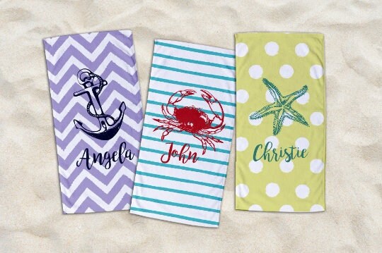 Sea Large Personalized Beach Towel Personalized Name Bath Towel Custom Towel Beach Towel With Name Outside Birthday Vacation Gift - CustomCooper