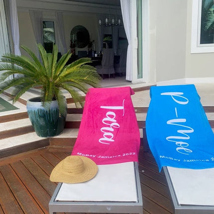 Scripty Style Personalized Beach Towel Personalized Name Bath Towel Custom Pool Towel Beach Towel With Name Outside Birthday Vacation Gift - CustomCooper
