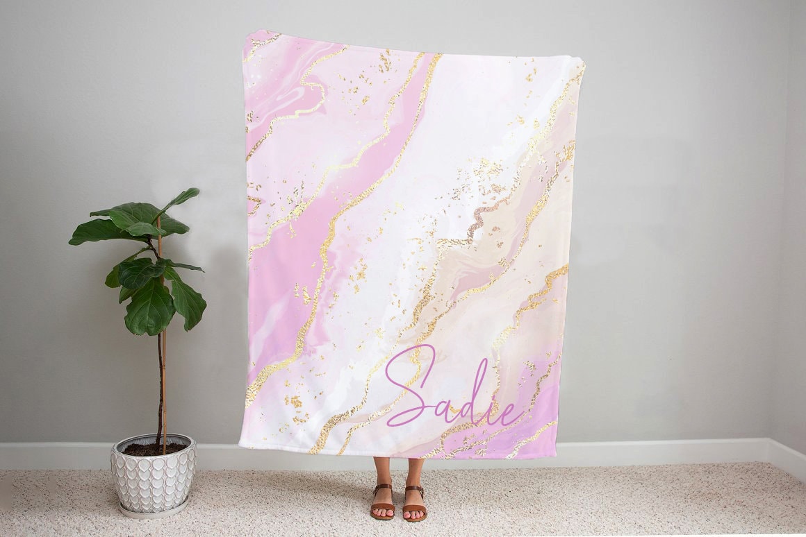 Personalized Gradient Style Print And Glitter Blanket, Custom Blanket With Name Outside Birthday Holiday Gift - CustomCooper