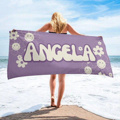 NEW Groovy Designs Personalized Beach Towel Personalized Name Bath Towel Custom Pool Towel Beach Towel  Outside Birthday Vacation Gift - CustomCooper