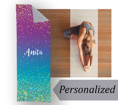 Personalized Glitter Design Large Yoga Mat Towel - CustomCooper