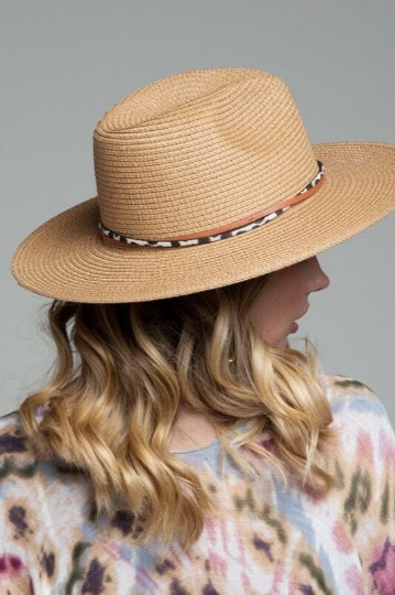 Gorgeous featuring a double trim with animal print and wide brim with inner adjustable band panama hat - CustomCooper