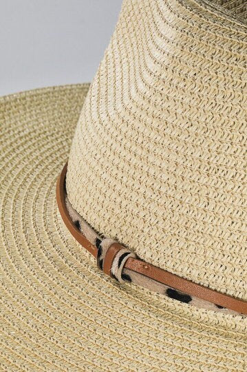 Gorgeous featuring a double trim with animal print and wide brim with inner adjustable band panama hat - CustomCooper